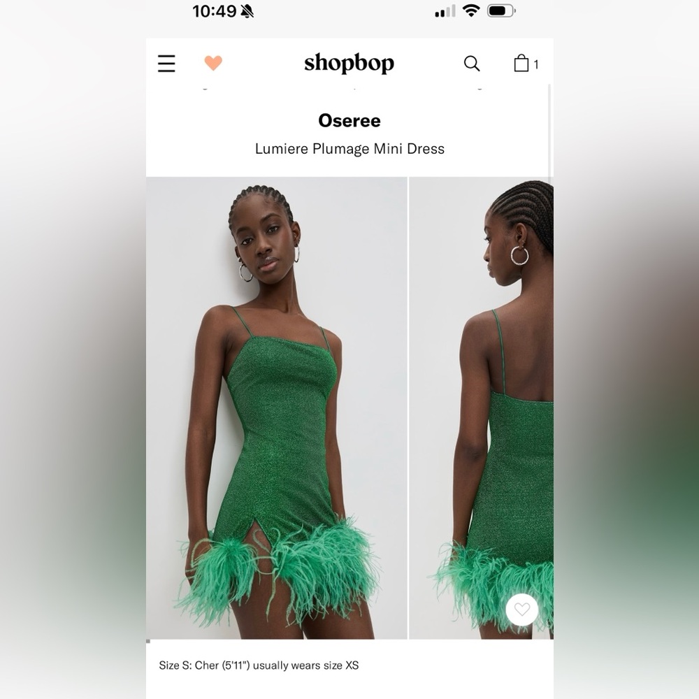 Oseree Lumiere Emerald Feathered Mini Dress